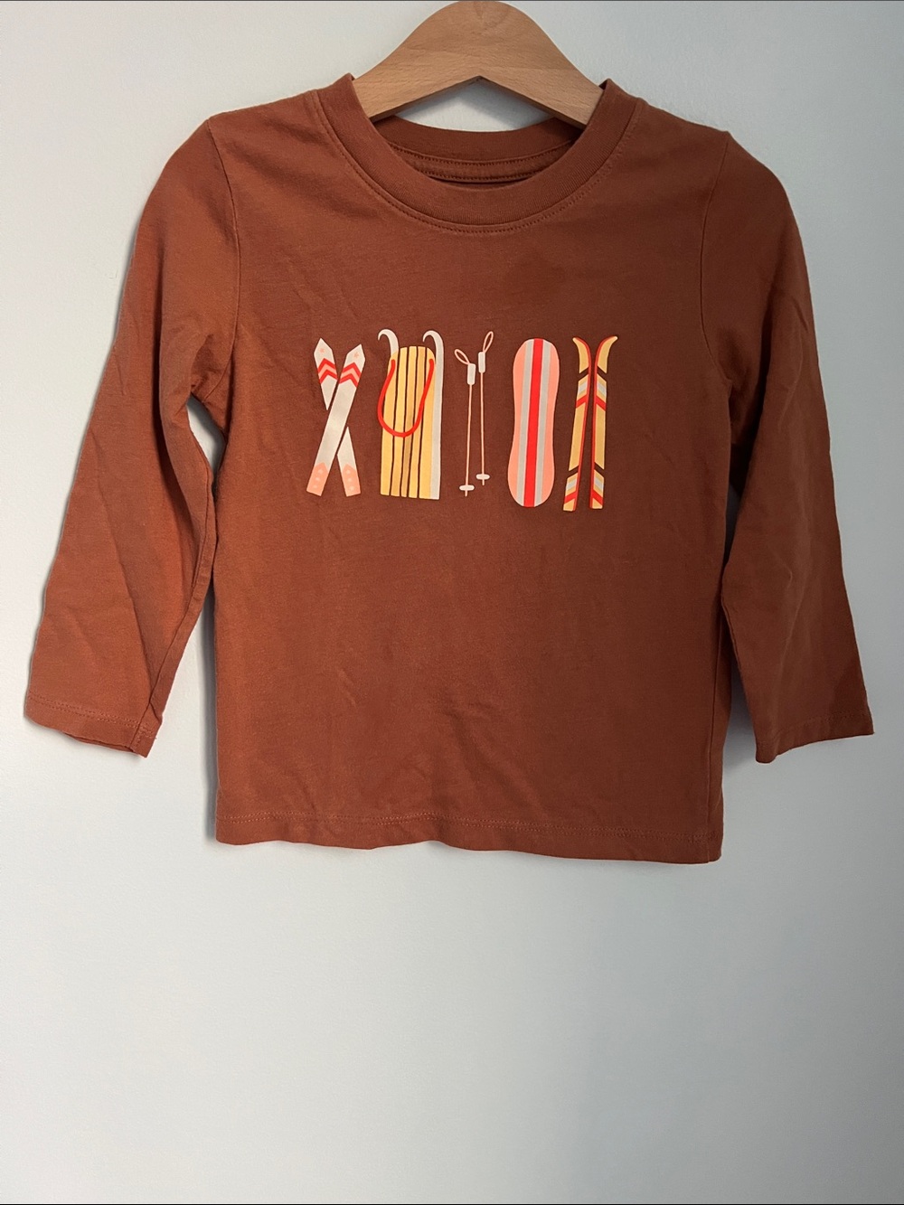 Kids Long-Sleeve Ski Graphic Tee - Rust